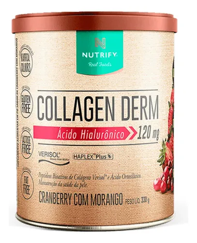 Colágeno Nutrify Collagen Derm Cranberry com Morango 330g