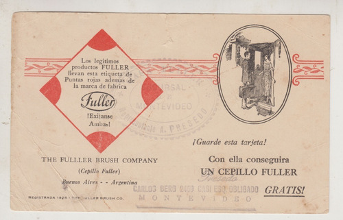 Antigua Tarjeta Publicidad Cepillos Fuller Argentina Vintage