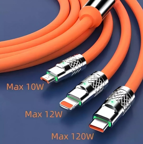 Cable De Carga Rapida Usb 3en1 Silicona Para Android,iPhone