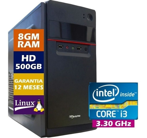 Imagem 1 de 6 de Computador I3 8gb Ddr3 Hd 500gb Fonte 200w Completo Linux