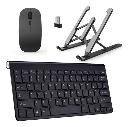 Teclado Mouse Slim E Suporte Preto Para Notebook Asus