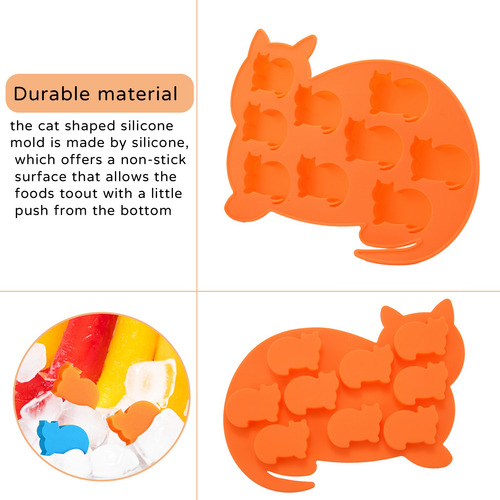 Molde Cuadrado De Silicona Para Hielo Con Forma De Gato, 4 P
