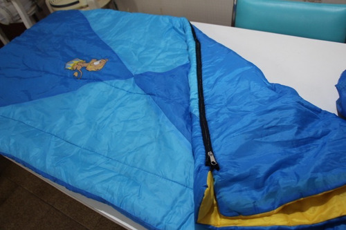 Saco De Dormir Infantil Azul Leão Com Ziper Bag Sacola
