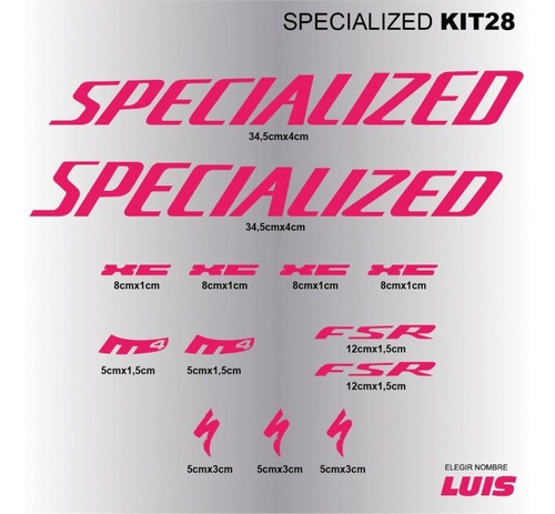 Specialized Kit28 Sticker Calcomania Para Cuadro De Bici