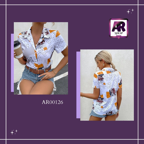 Camisa Con Estampado De Dibujo Y Botón 