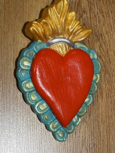 Imagen 3 de 9 de Corazón Mexicano De Yeso Adorno Pintado A Mano Regalo