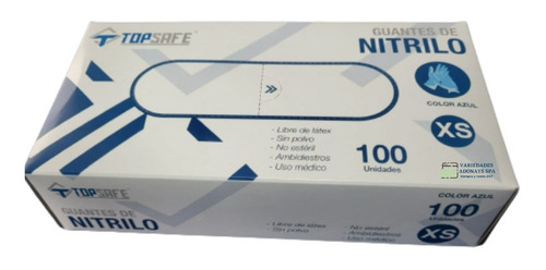 Guante De Nitrilo Azul Topsafe Xs Caja De 100 Unidades