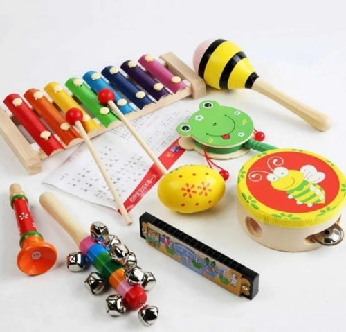 Set De 8 Instrumentos Musicales Juguete De Madera Montessori