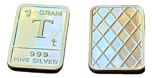 Robmar-moneda Rectangular 1 Gr. Plata Pura 0.999 Y Letra  T