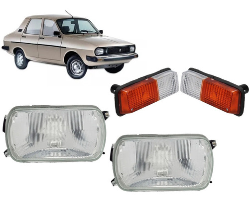 Juego Opticas + Faros Giros Renault 12 1971 1972 1973 1974