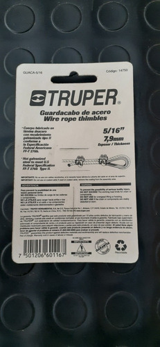 Imagen 2 de 2 de Guardacabo 5/16 De Acero Para Guaya - Truper - Guarda Cabo