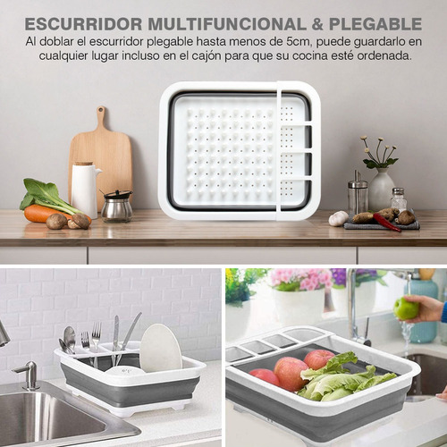 Imagen 4 de 7 de Escurridor Trastes Plegable Organizador Plato De Silicona Co