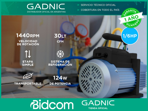 Bomba De Vacío Gadnic 30l Sistema De Refrigeración 124 W