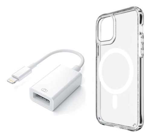 Funda Mag-safe Para iPhone Y Adaptador Light-ning A Usb