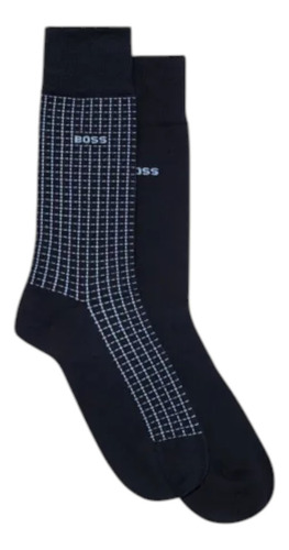 Calcetas Hugo Boss De Algodón Color Negro 2 Pares Negro Cuadriculado Liso Único