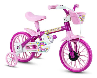 Bicicleta Infantil Aro 12 Menina Nathor Flower Rodinha Cesta 2 a 5 Anos