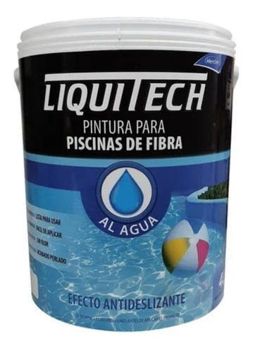 Pintura Pileta Piscina Liquitech Fibra Base Agua Antidesl 4l Color Celeste Aruba