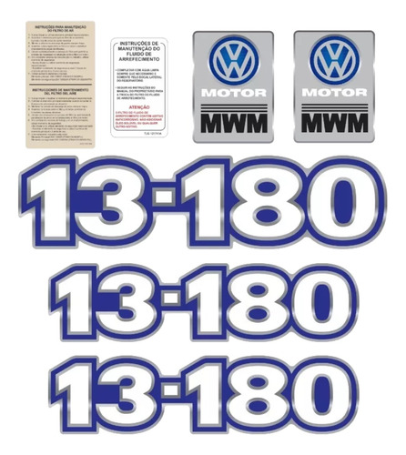 Kit Adesivo Volkswagen 13-180 Emblema Mwm Caminhão Cmk42