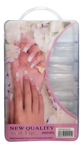 Tips Unhas Postiças Stiletto 100 Unid Realista Transparente