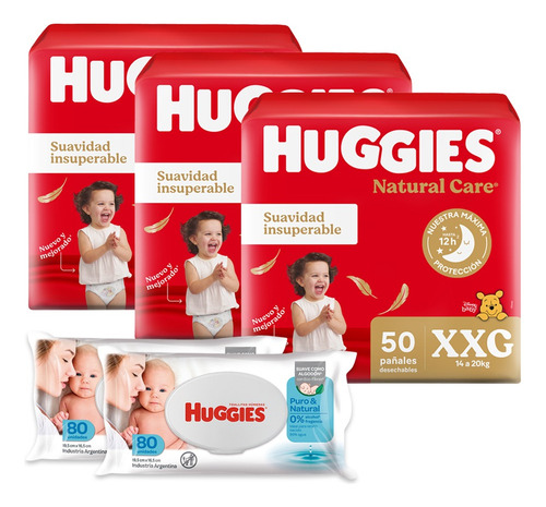 Huggies Supreme Care X 3 + Toallitas Puro Natural 80 X 2