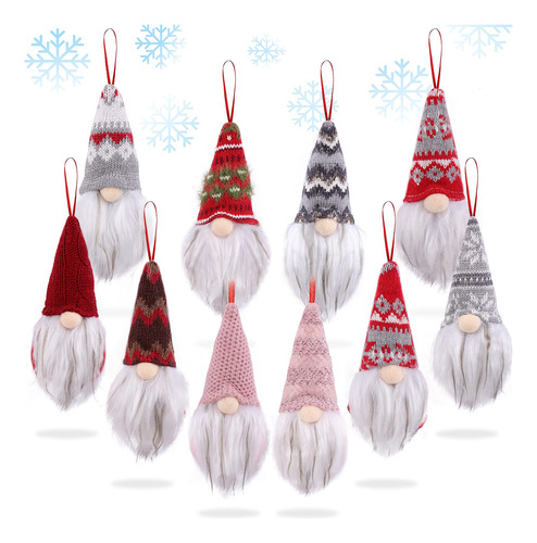 10 Gnomo Colgante Para Arbol Navidad Felpa Sueco Barba