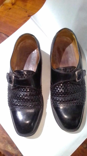 Zapatos Hombre Marca Vigram De Cuero Negro Con Hebilla