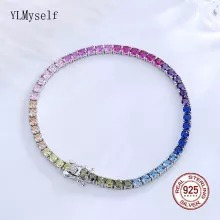 Pulsera De Tenis De Plata 925 Auténtica Para Mujer, Cadena D