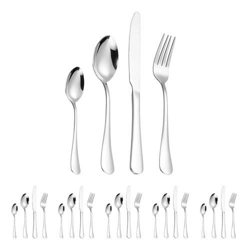 Juego De Cubiertos Acero Inoxidable 24 Piezas Plata