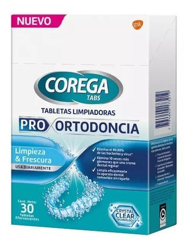 Corega Tabs Tabletas Limpiadoras Pro Ortodoncia Efervescente