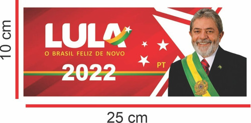 Imagem 2 de 2 de 5 Adesivo Autocolante Lula 13 Presidente 2022 Brasil Carro