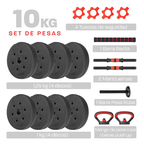 Set De Pesas Y Mancuernas Ajustables 5 En 1 Para Ejercicio