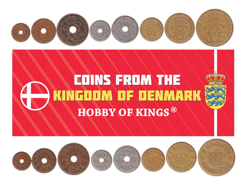 8 Monedas De Dinamarca | Colección De Monedas Danesas 1 2 .