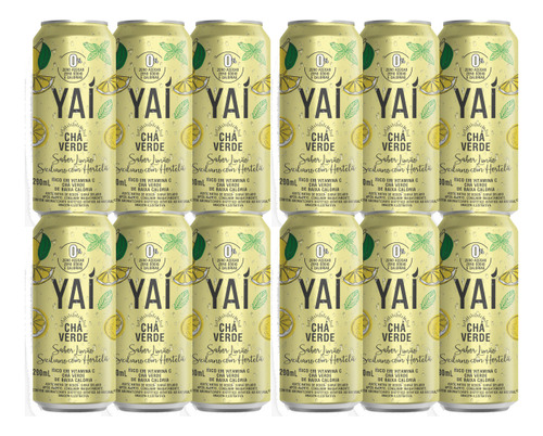 Chá Verde Limão Siciliano Com Hortelã Yaí 260ml Kit C/12
