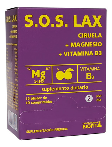 S.o.s Lax Biofit 150c Magnesio Ciruela Vitamina B3 Psyllium