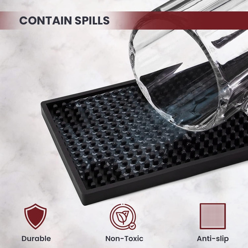 Goma Bar Negra 59 X 8 Cm Escurridor Vaso Copas Barmat