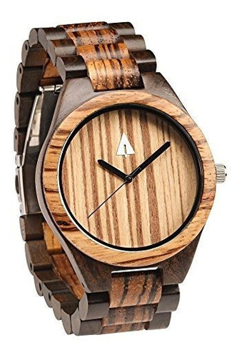 Reloj De Madera Treehut Para Hombres De Zebrawood Y Ébano Co