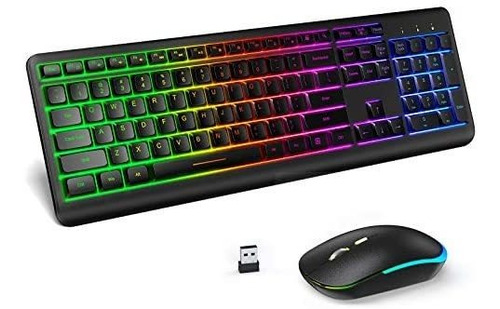 Set Teclado/mouse Para Pc Seenda C/luces Rgb -negro