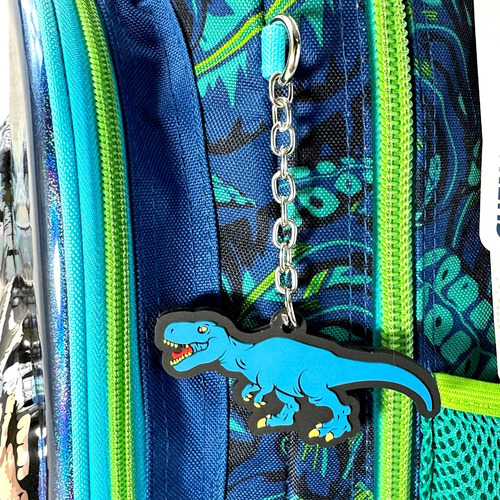 Mochila Ruedas Dinosaurios Jurassic T-rex Chenson Original Azul Dinosaurios