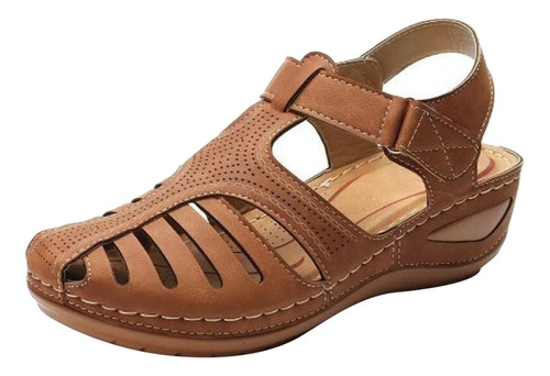 Cuero Suave Cerrado Dedo Del Pie Vintage Sandalias Antidesli