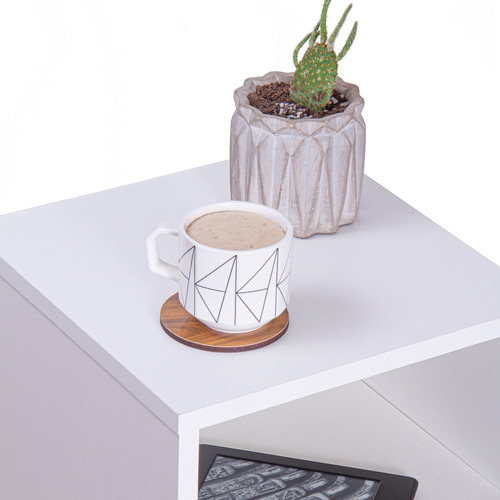 Mesa De Cabeceira Lateral Cama Quarto Madeira Retrô 60x30x30 Acabamento Fosco Cor Branco