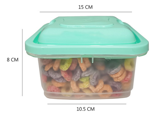 Contenedores De Plastico Cuadrados Th0301 Tapa Klip X3 Tamañ Multicolor