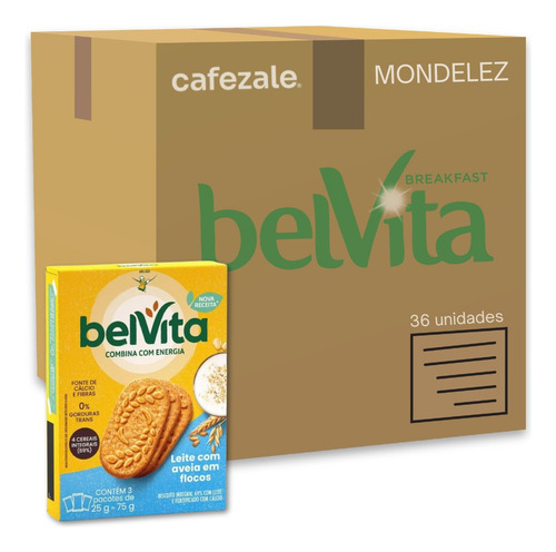 Biscoito Integral Belvita Leite E Aveia Kit 36 Caixas 75g
