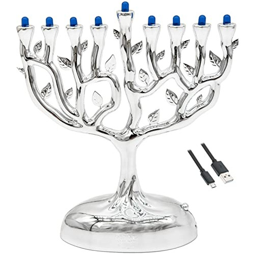 Mini Menorá Eléctrica, Menorá De Hanukkah Con Diseño Del