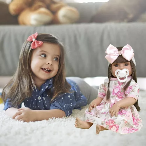 Boneca Reborn Bebê Neném Realista Menina Real 12 Itens 55cm em