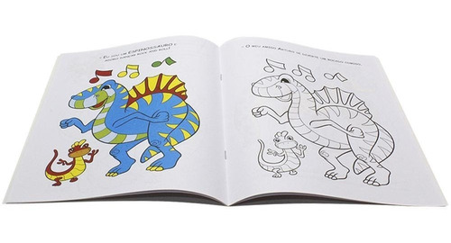 Livro Infantil Como É Bom Colorir ! Dinossauros Alegres