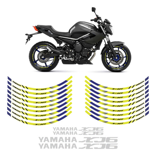Adesivos Para Roda Moto Yamaha Xj6 Amarelo/azul - Genérico