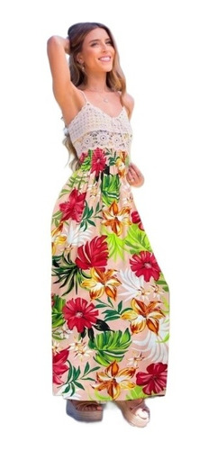 Vestido Largo Tejido Crochet Mujer Primavera/verano