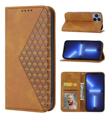 Funda Tipo Cartera De Piel Con Tapa For iPhone Con Soporte