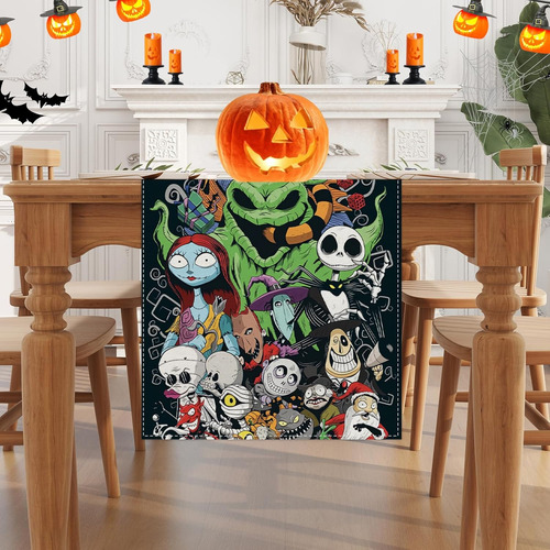 Camino De Mesa Linen Nightmare Before Christmas Para Hall...
