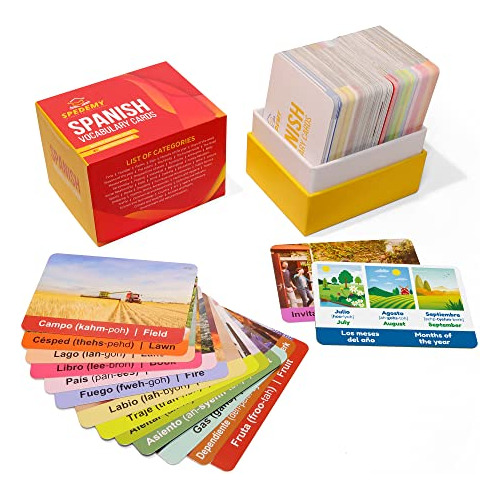 Spedemy Spanish Flash Cards For Adults, Kids - Spanish Vocab